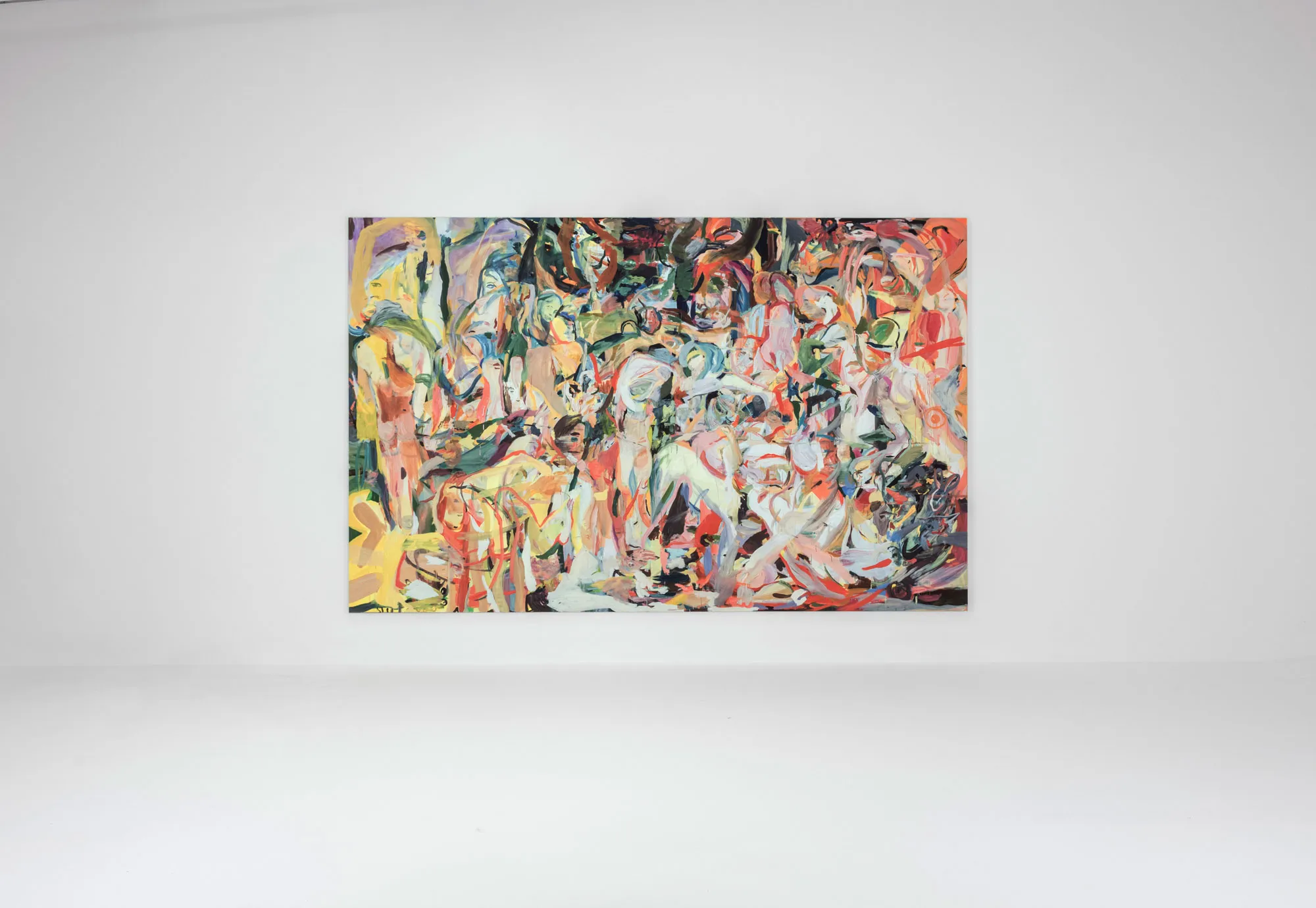 Large abstract painting displayed in cyclorama studio